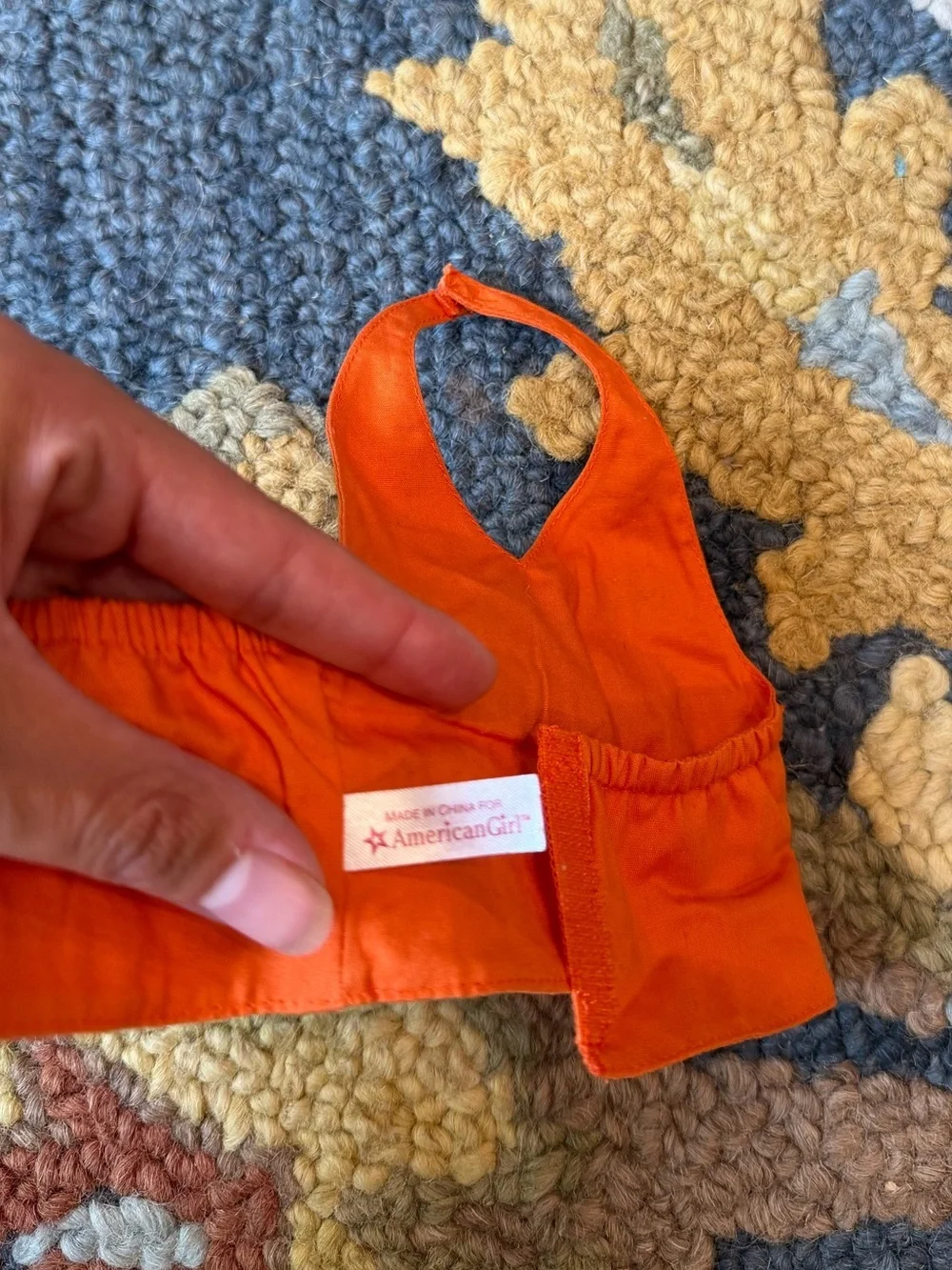 American Girl halter top Jess Meet size 8 orange floral butterflies